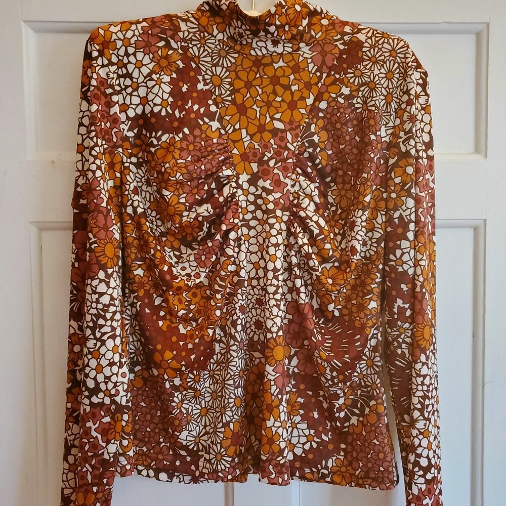 Sea Brown Floral Jersey Top